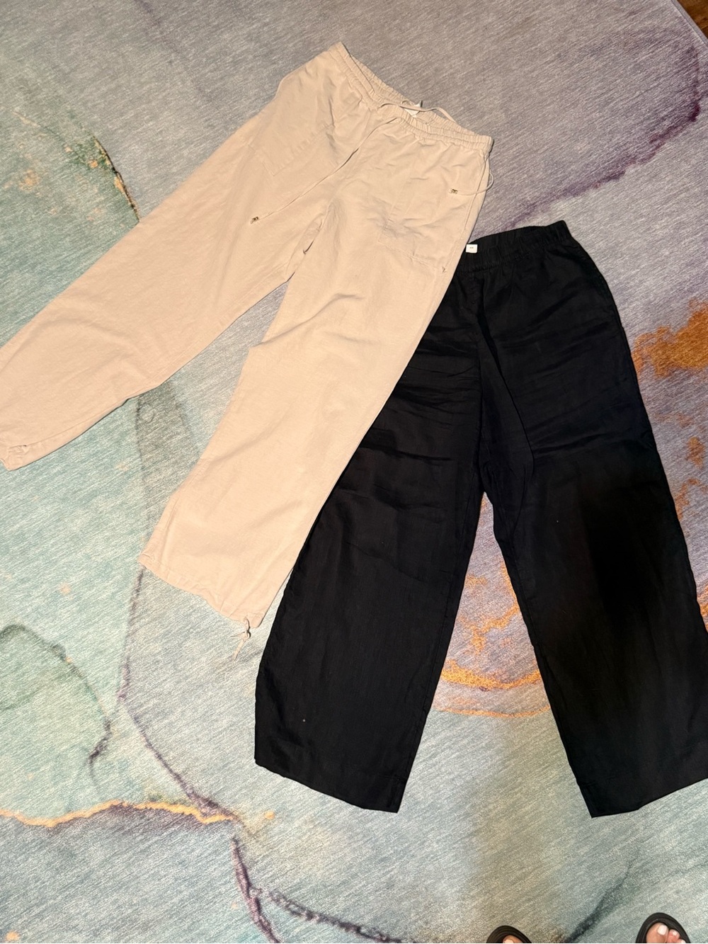 H&M Casual Wide-Leg Pants Duo in Beige and Black